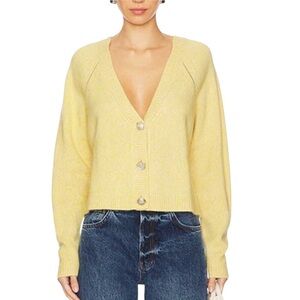Ba&sh Carila cashmere Cardigan in yellow Jaune button up sweater size xsmall
